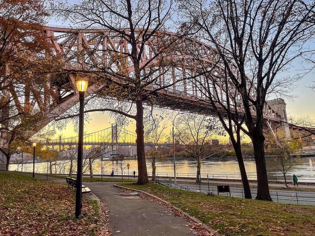 View of Hell Gate Bridge from Astoria Park, Queens New York