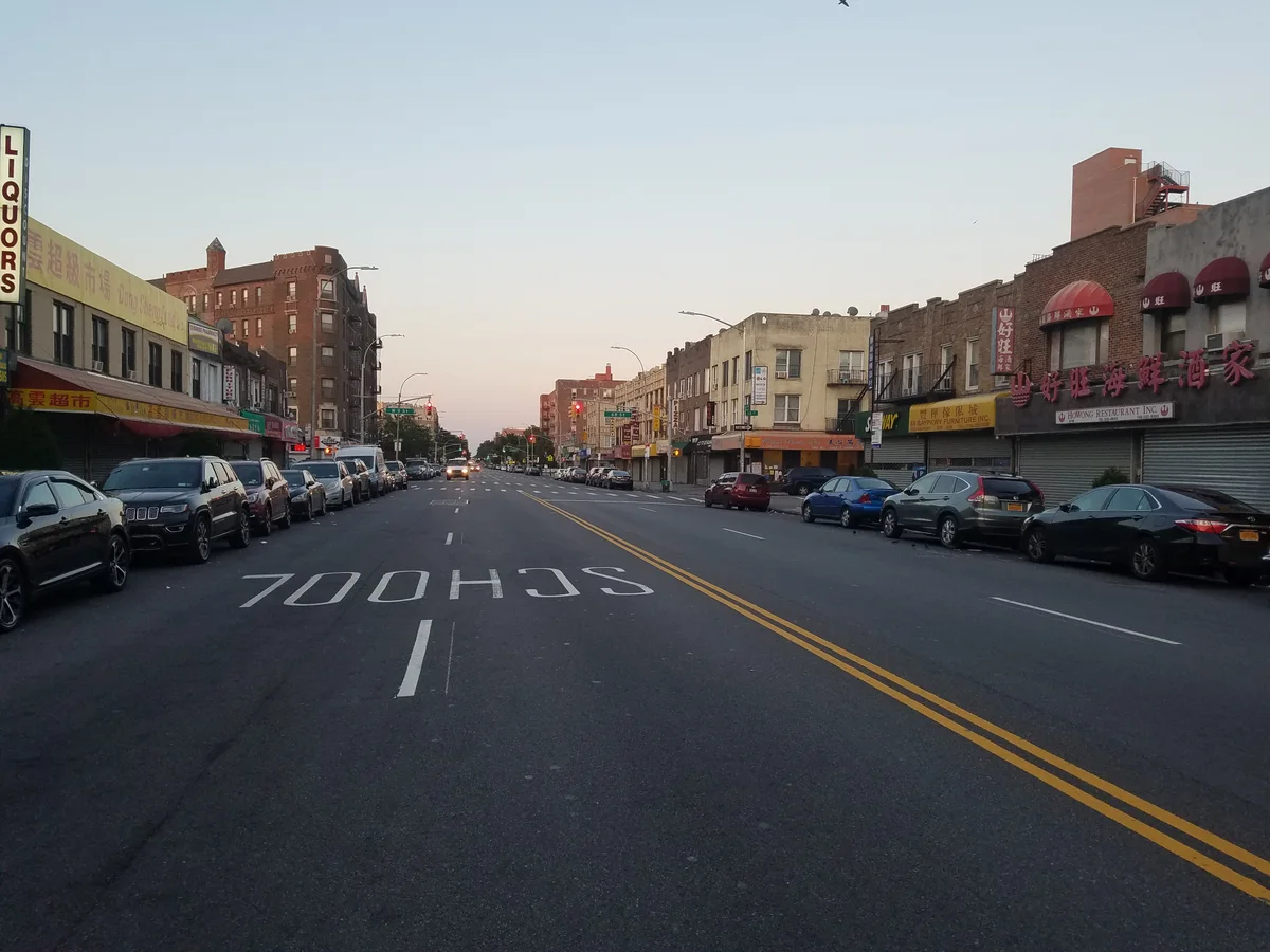 Shops along Bay Parkway at 67th Street in Bensonhurst, Brooklyn